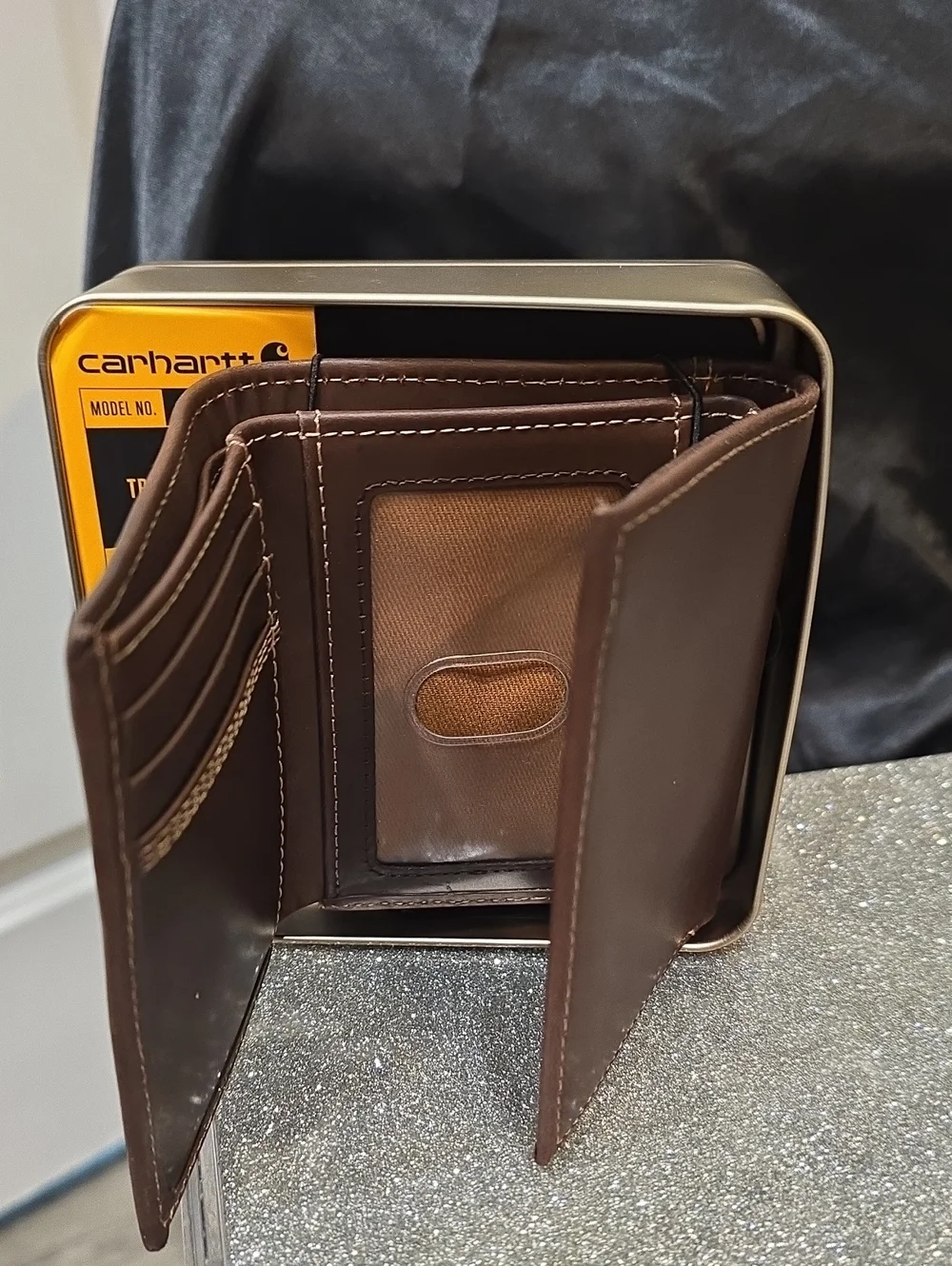 Carhartt Leather Triple-Stitched Passcase Wallet- Dark Brown